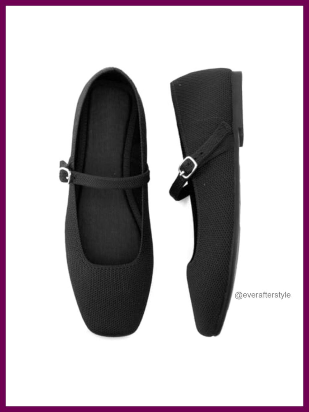 Soesyi Women's Knit Flats Square Toe Ankle Strap Mary Jane Comfortable